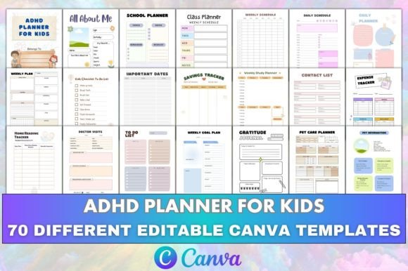Download Canva Editable ADHD Planner for Kids KDP - Premium Resources