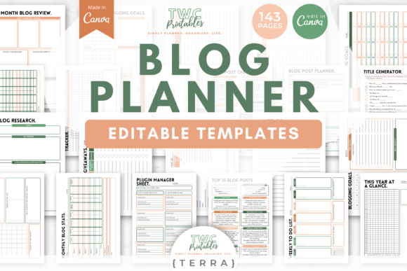 Download Blog Planner Canva Templates | TERRA - Canva template Collection