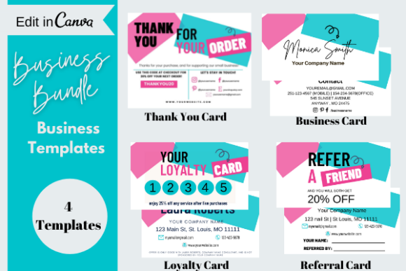 Download Small Business Card Bundle, Canva Templates - Canva template Collection