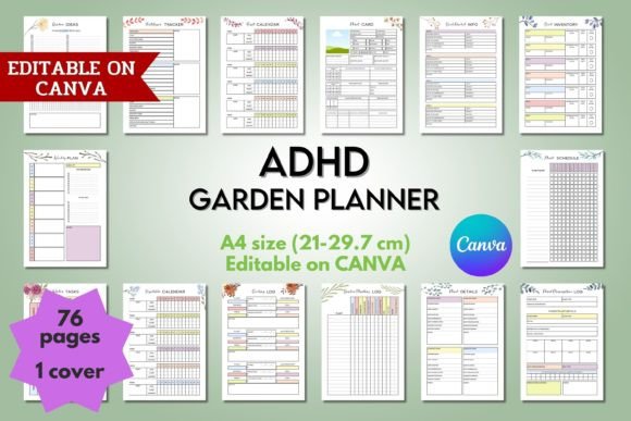 Download ADHD Garden Planner - Canva Template - Canva template Collection